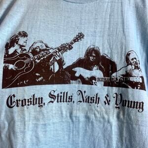 70s CROSBY STILLS NASH & YOUNG single stitch graphic tee shirt MEDIUM Neil Young